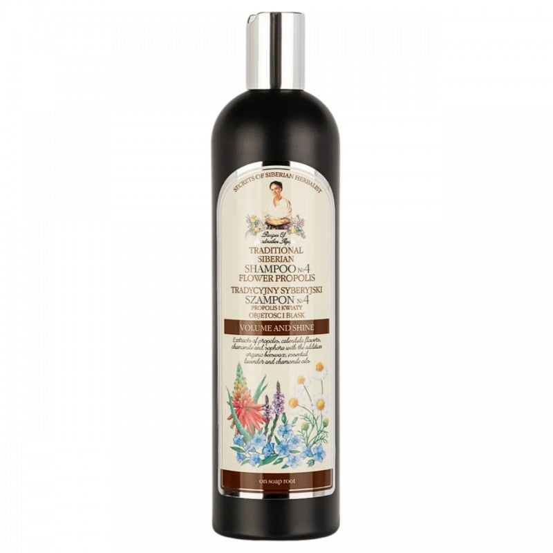 Kwiatowy szampon do włosów zwiększający objętość nr 4 Babuszka Agafia 550 ml