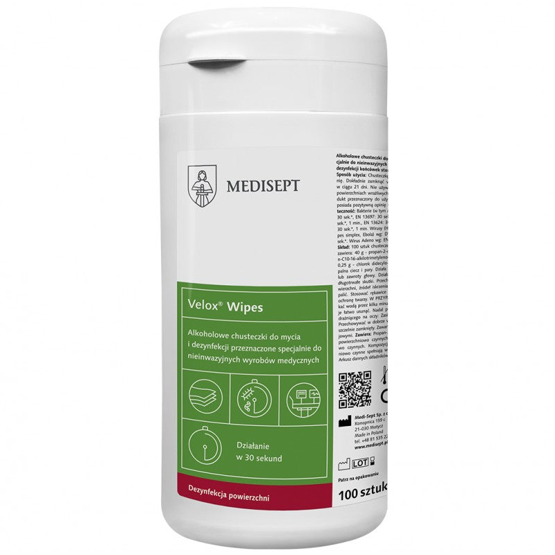 Chusteczki alkoholowe Velox Wipes do dezynfekcji powierzchni Medisept