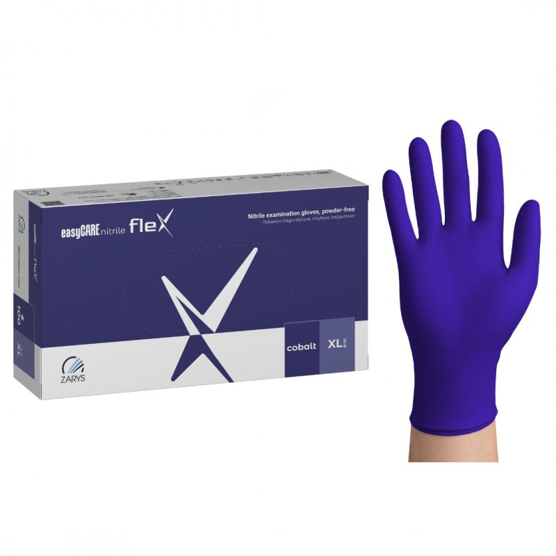 Rękawiczki nitrylowe kobaltowe easyCARE Nitrile Flex Cobalt