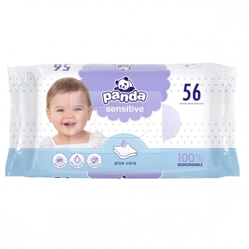 Chusteczki nawilżane Panda Sensitive z aloesem 56 szt.