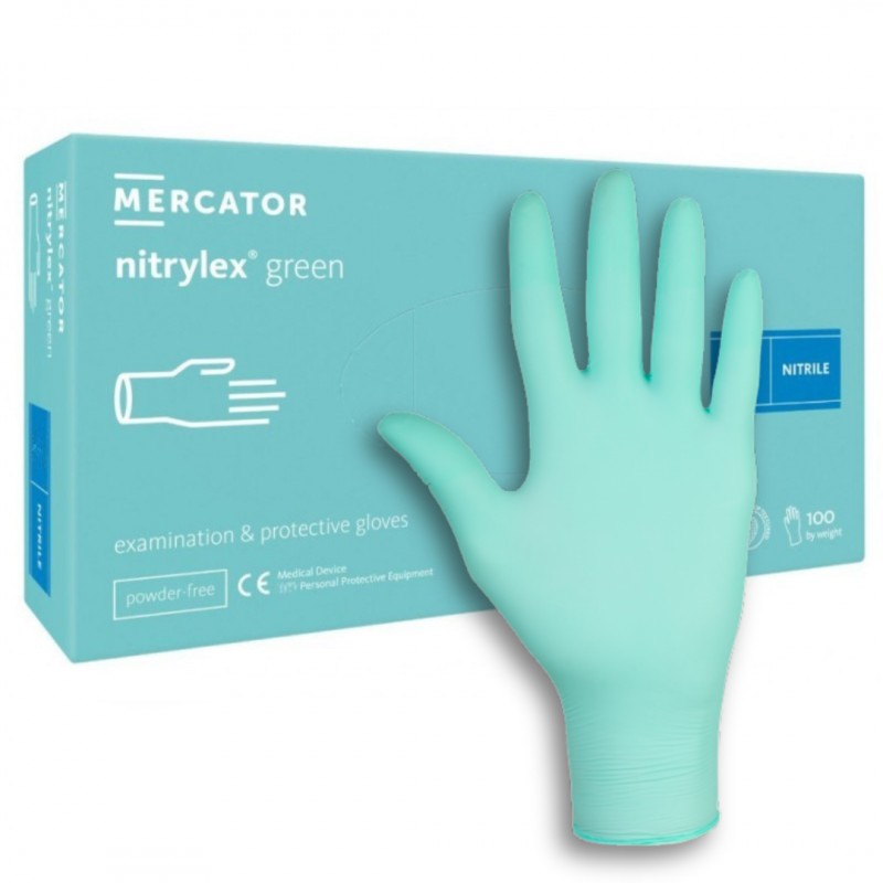 Rękawiczki nitrylowe Mercator Nitrylex Green 100 szt.
