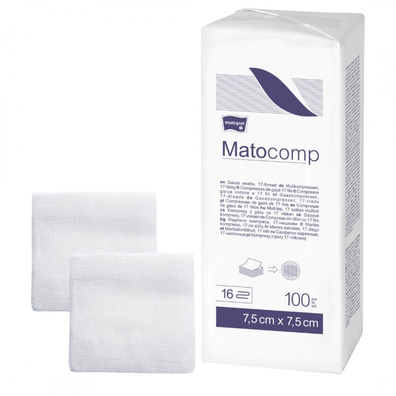 Niejałowe kompresy z gazy Matocomp 100 szt.