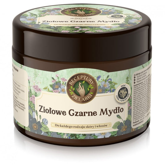 Ziołowe Czarne Mydło do mycia ciała i włosów Receptury Zielarki 300 ml