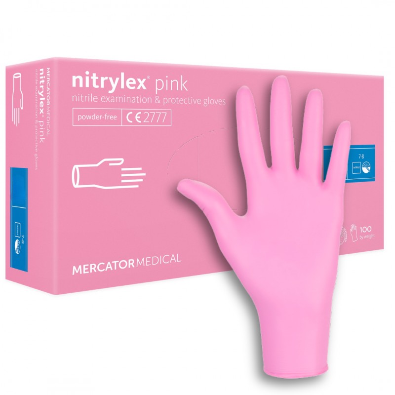 Rękawiczki nitrylowe różowe Mercator Nitrylex Pink
