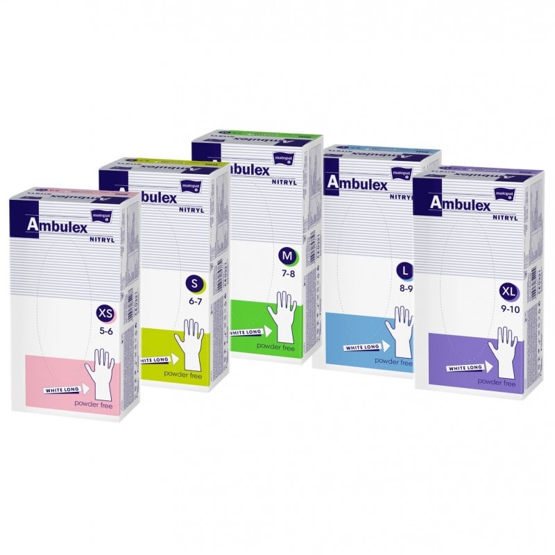 Rękawiczki nitrylowe jednorazowe Ambulex Nitryl białe wydłużone 100 szt.