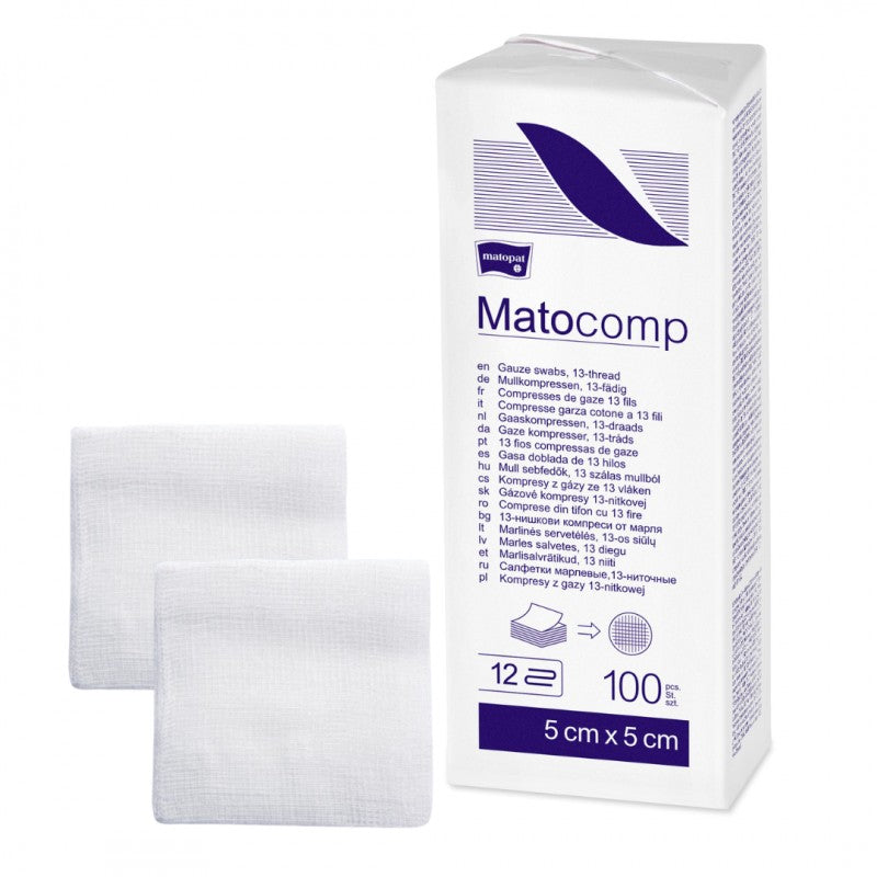 Niejałowe kompresy z gazy Matocomp 100 szt.