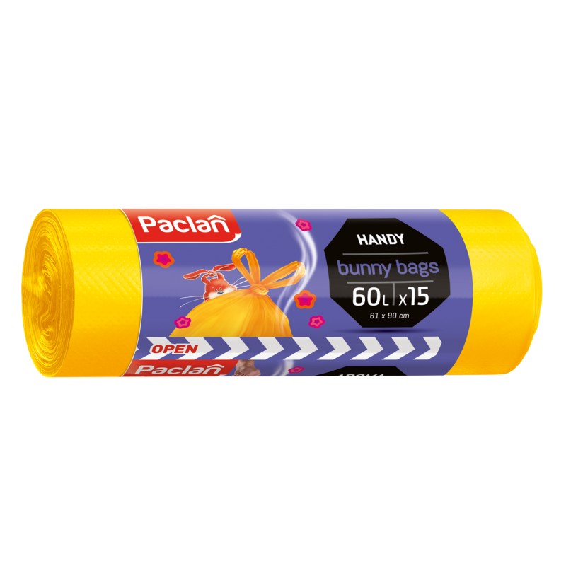 Worki na śmieci Paclan Bunny Bags lawendowe 60 l 15 szt.