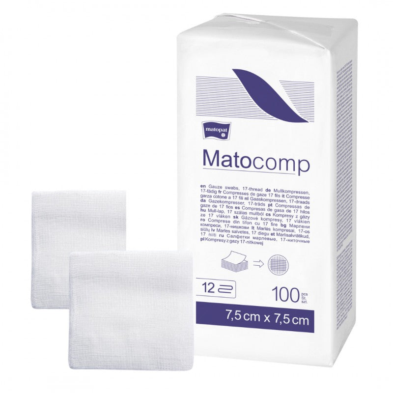 Niejałowe kompresy z gazy Matocomp 100 szt.