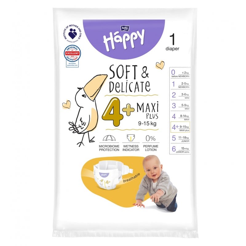Pieluszki Bella Happy 4+ Maxi Plus 9-15 kg