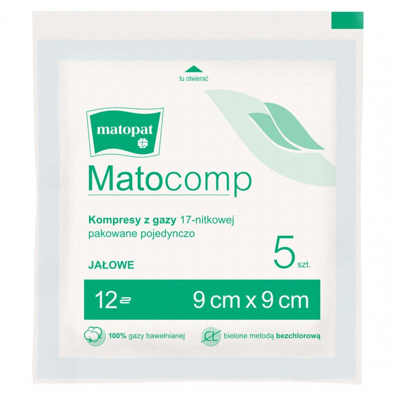 Kompresy jałowe Matocomp z gazy 17-nitkowej