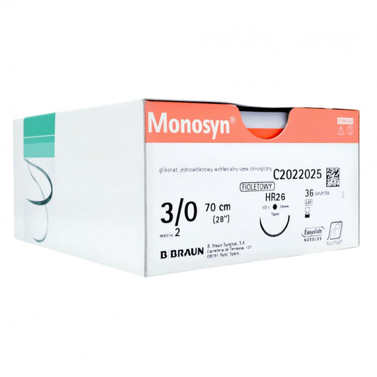B.Braun Monosyn 3/0 nici chirurgiczne wchłanialne, fioletowe 36 szt.