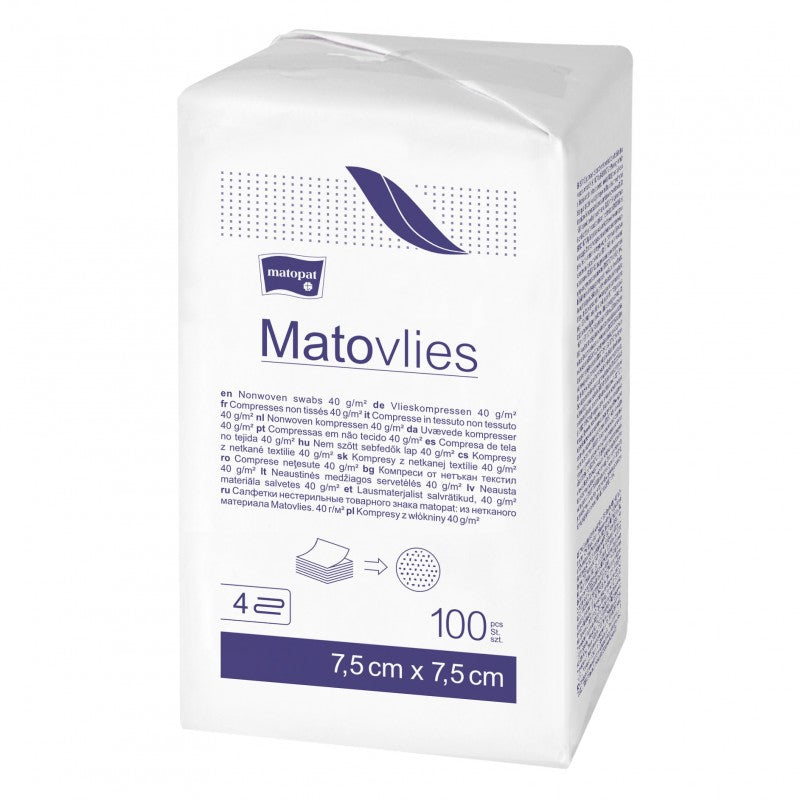 Niejałowe kompresy z włókniny Torebka papierowa Matovlies 100 szt.