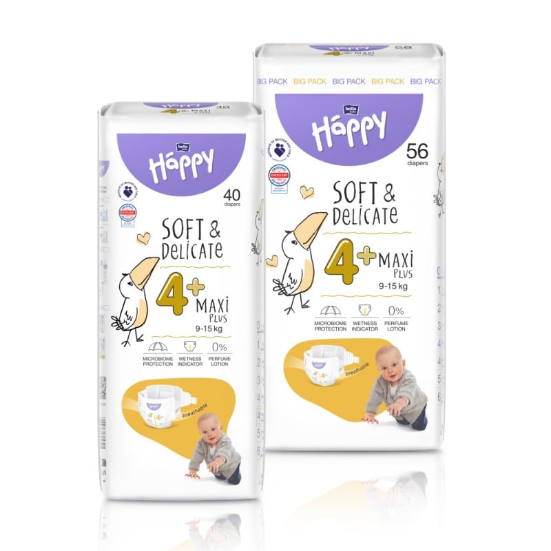 Pieluszki Bella Happy 4+ Maxi Plus 9-15 kg