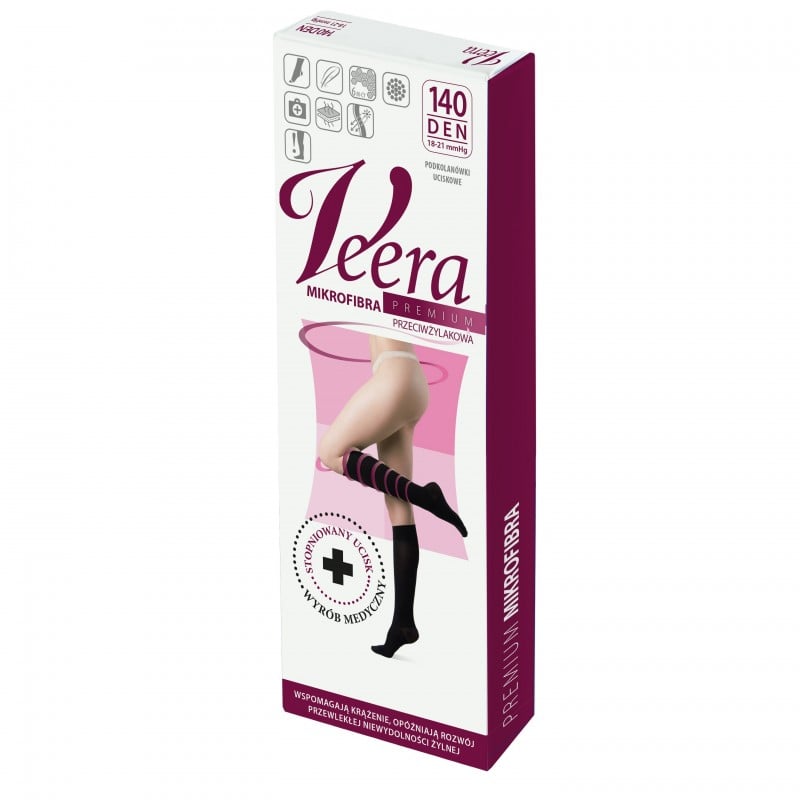 Podkolanówki uciskowe z mikrofibry Veera Premium 140 DEN