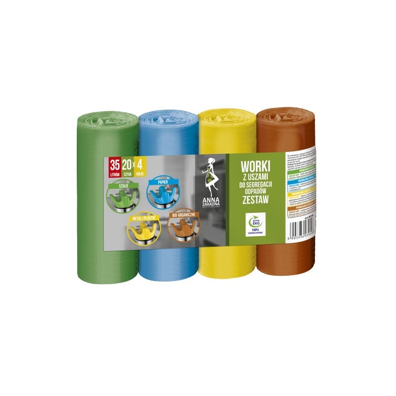 Anna Zaradna Worki z uszami do segregacji odpadów Zestaw
