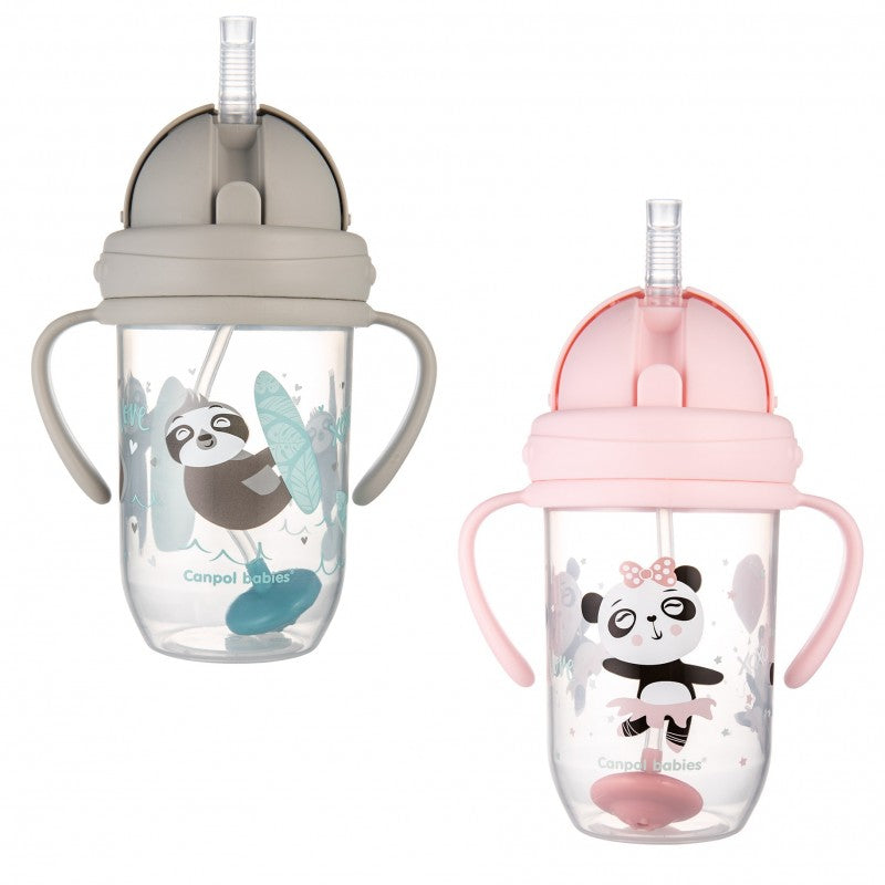 Kubek niekapek z rurką i odważnikiem Canpol Babies EXOTIC ANIMALS 270 ml