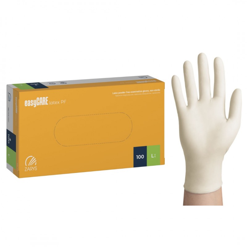 Rękawiczki lateksowe bezpudrowe easyCARE latex PF 100 szt.