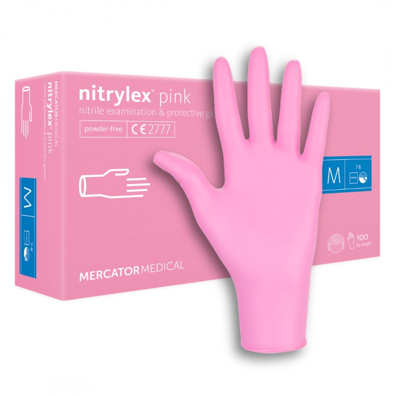 Rękawiczki nitrylowe różowe Mercator Nitrylex Pink