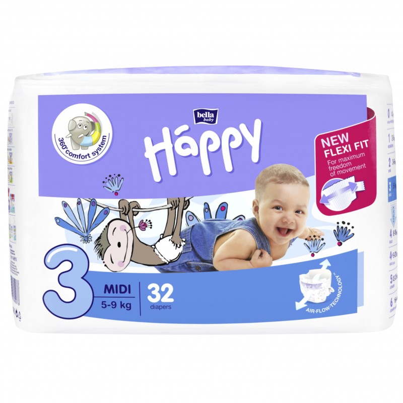 Pieluszki Bella Happy 3 Midi 5-9 kg