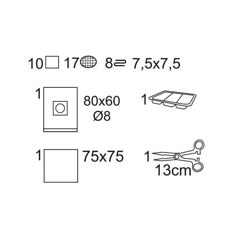 Matoset Zestaw zabiegowy jałowy Torebka papierowo-foliowa z etykietą TAG