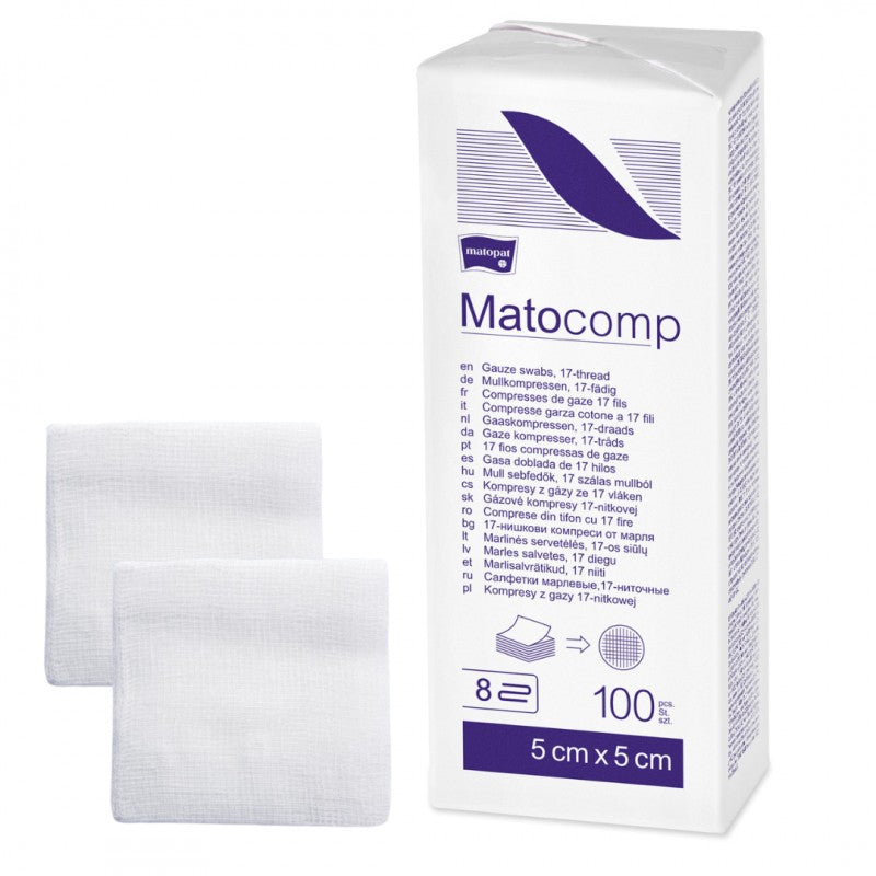 Niejałowe kompresy z gazy Matocomp 100 szt.