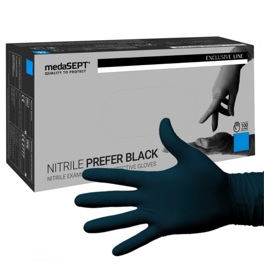 Rękawiczki nitrylowe czarne medaSEPT Nitrile Black PF
