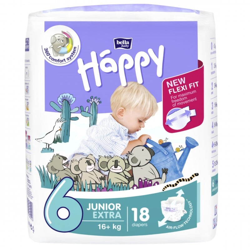 Pieluszki Bella Happy 6 Junior Extra 16+kg