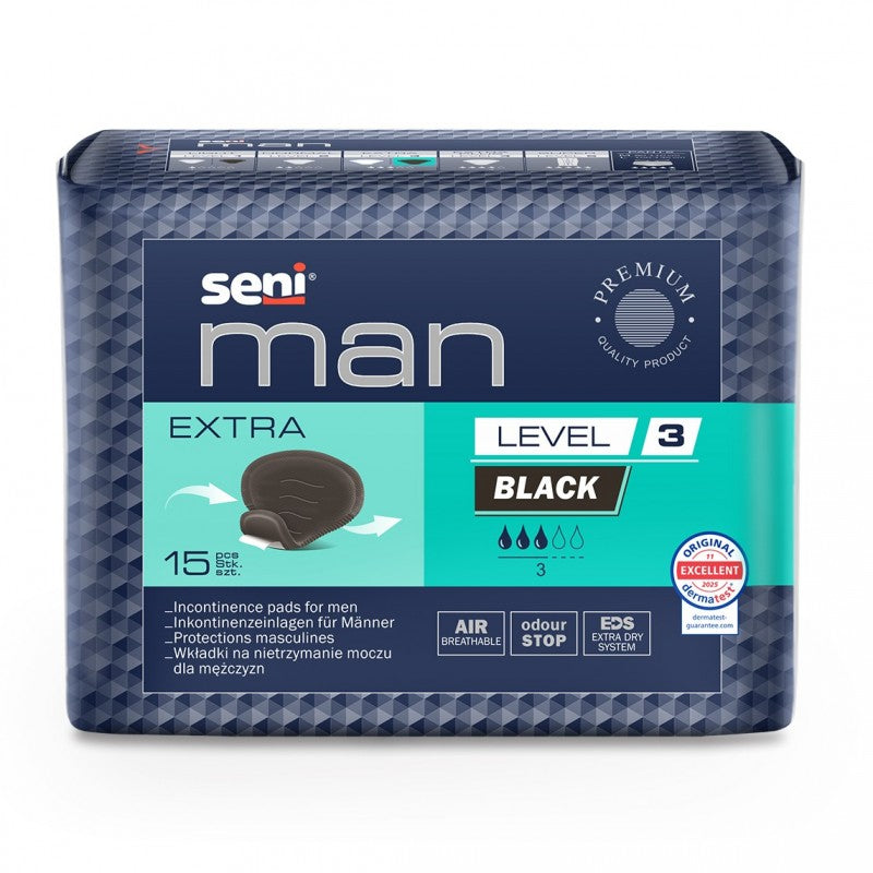 Wkładki na nietrzymanie moczu dla mężczyzn Seni Man Level 3 Extra Black