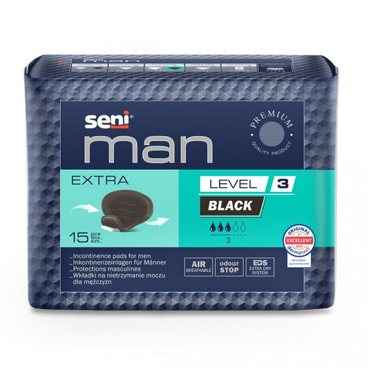 Wkładki na nietrzymanie moczu dla mężczyzn Seni Man Level 3 Extra Black
