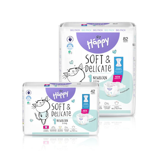 Pieluszki Bella Happy 1 Newborn z dynamicznymi kanałami 2-5 kg