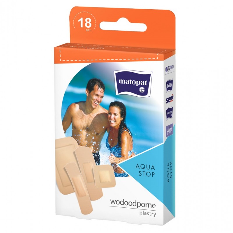 Matopat Aqua Stop Plastry wodoodporne z opatrunkiem 18 szt.